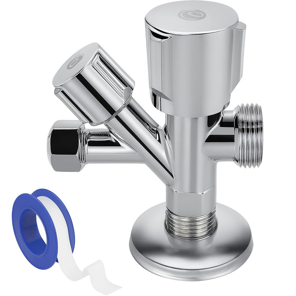 Robinet combiné encastré 1/2" – 3/8" – 3/4" en laiton chromé CW617N – Avec téflon inclus – Raccord mural universel pour mitigeur, lave-linge, lave-vaisselle, cuisine ou salle de bain